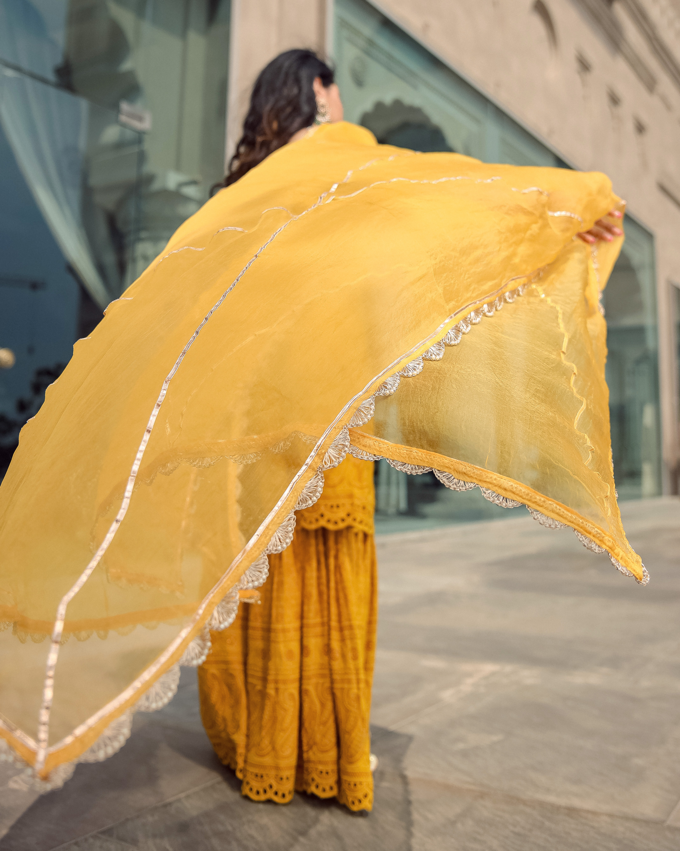 Yellow Jasmine Embroidered Sharara Set