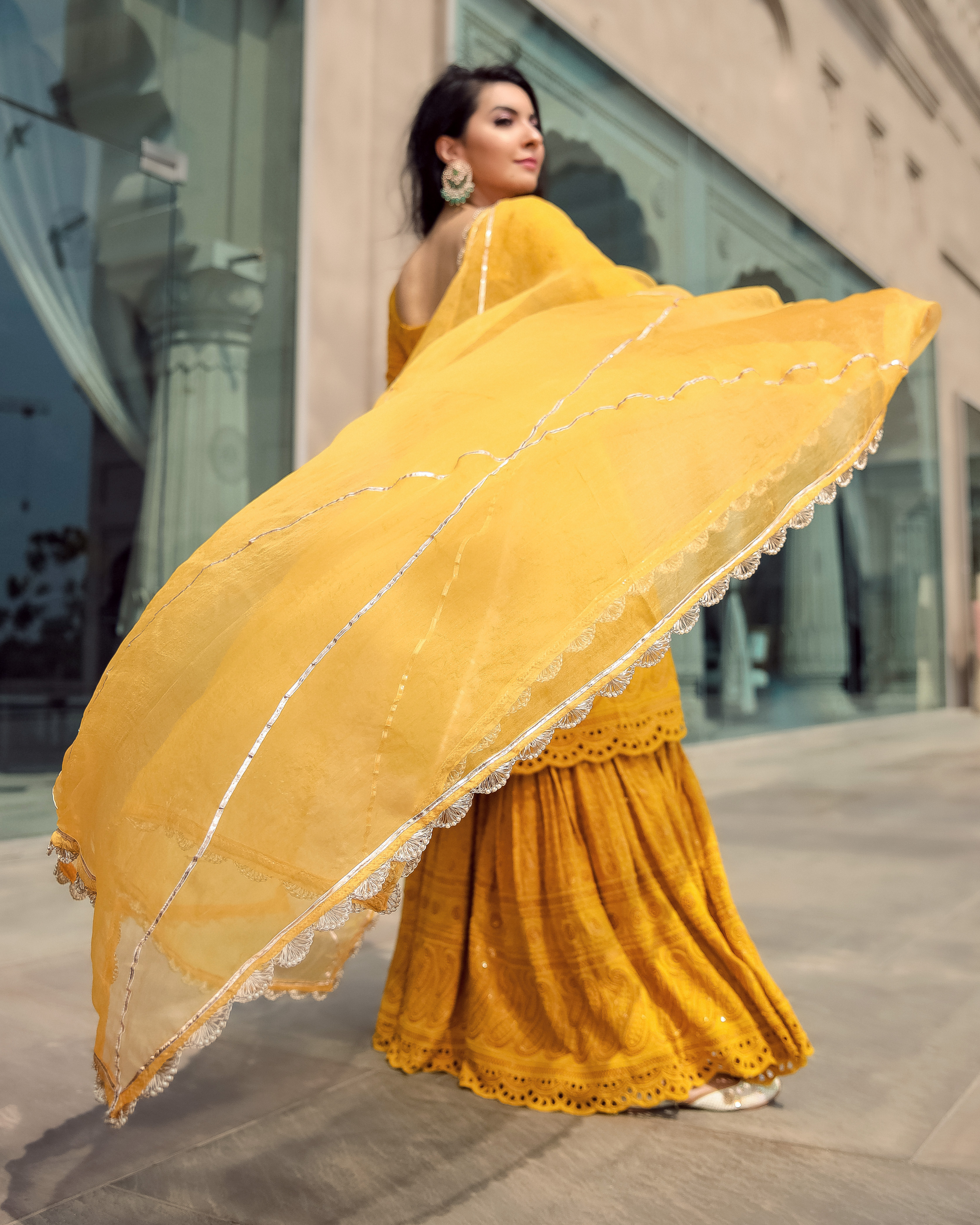 Yellow Jasmine Embroidered Sharara Set