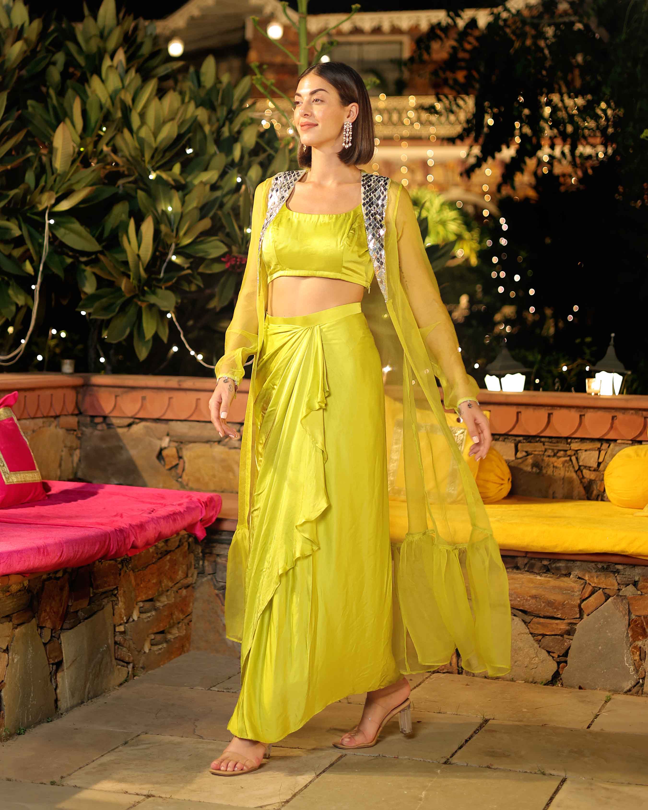 Lemon Lime Sparkle Mirror Work Coord Set