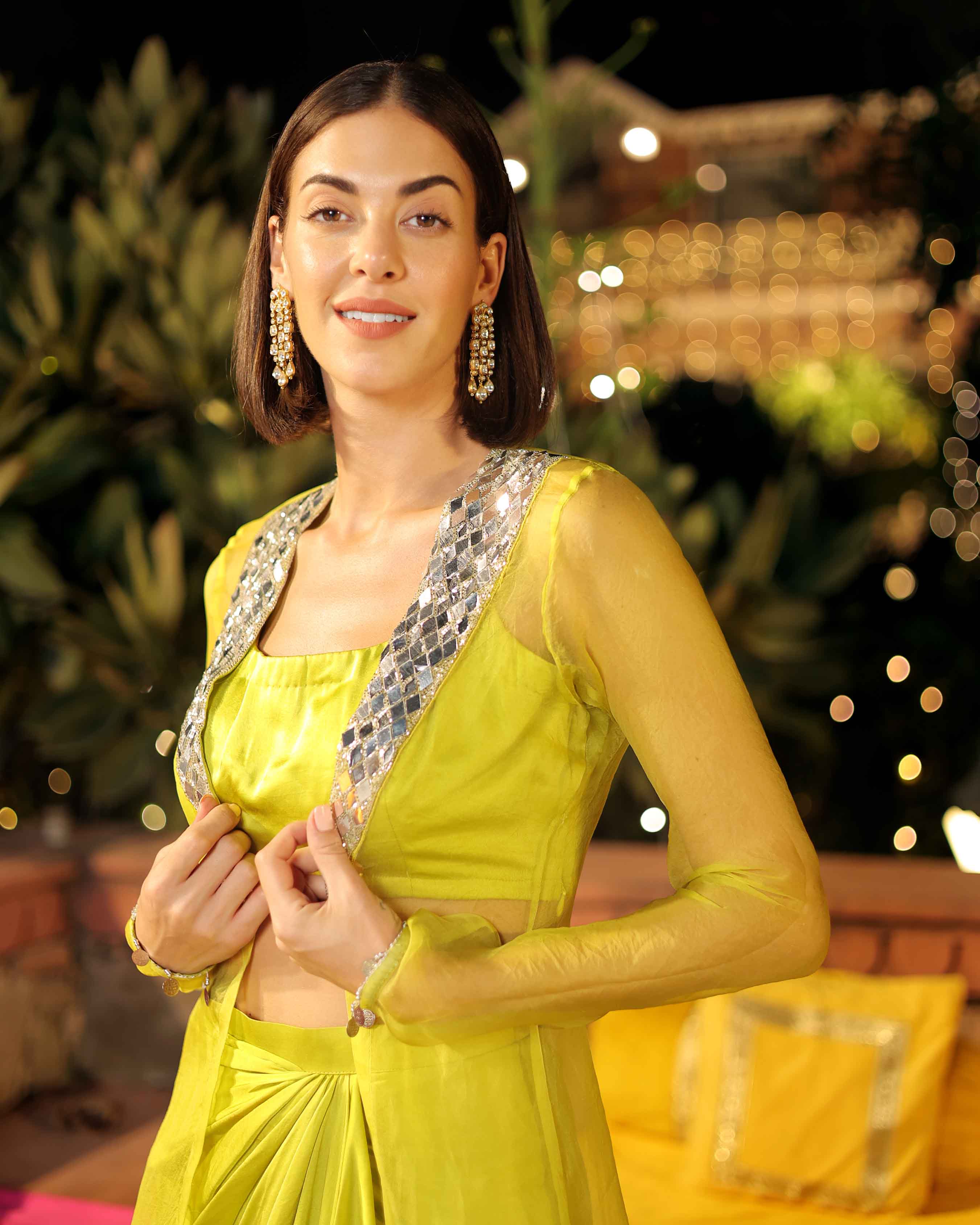 Lemon Lime Sparkle Mirror Work Coord Set