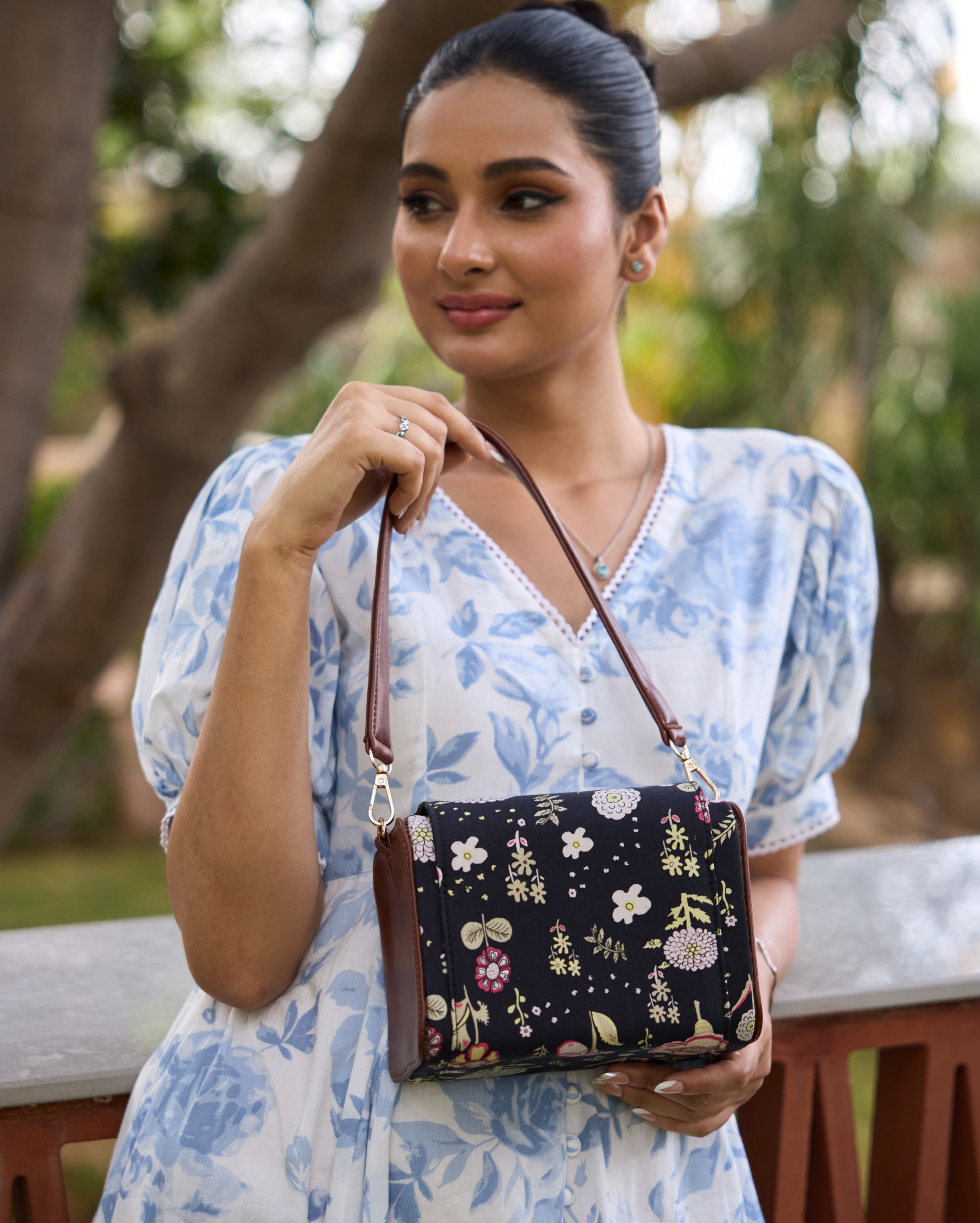 Aster Black Satchel Bag