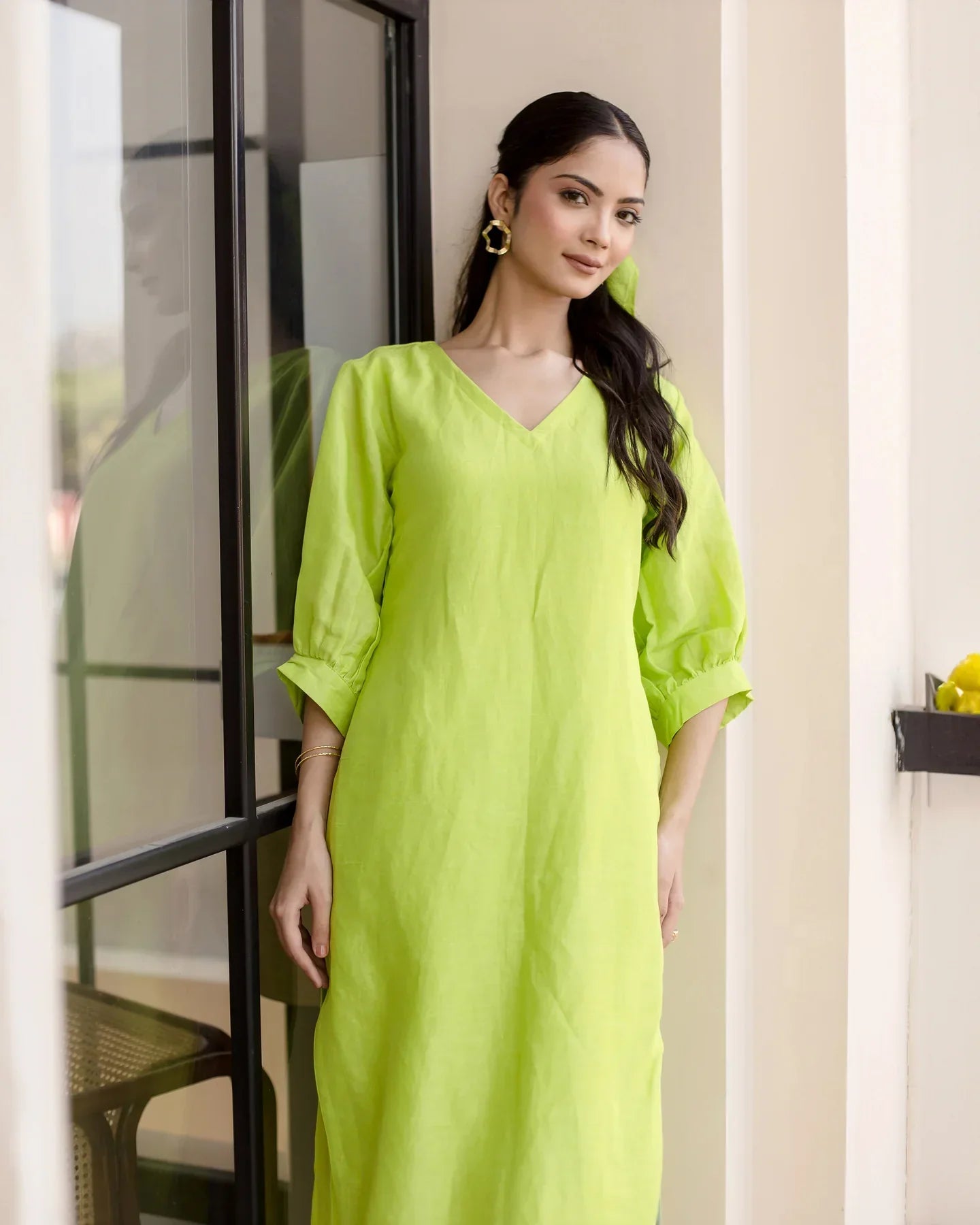 Lush Green Solid Cotton Coord Set