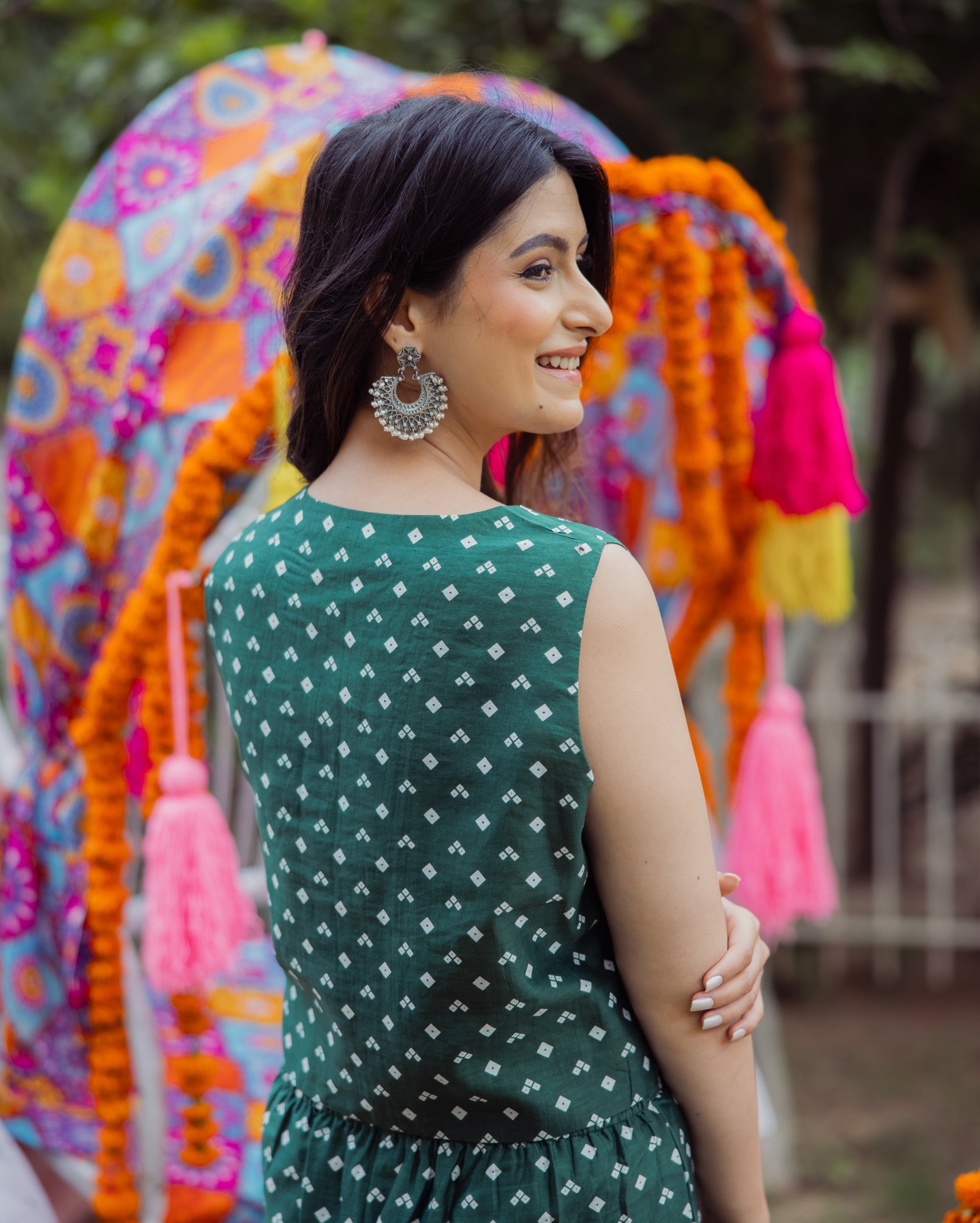 Kuntal Green Bandhani Chanderi Coord Set