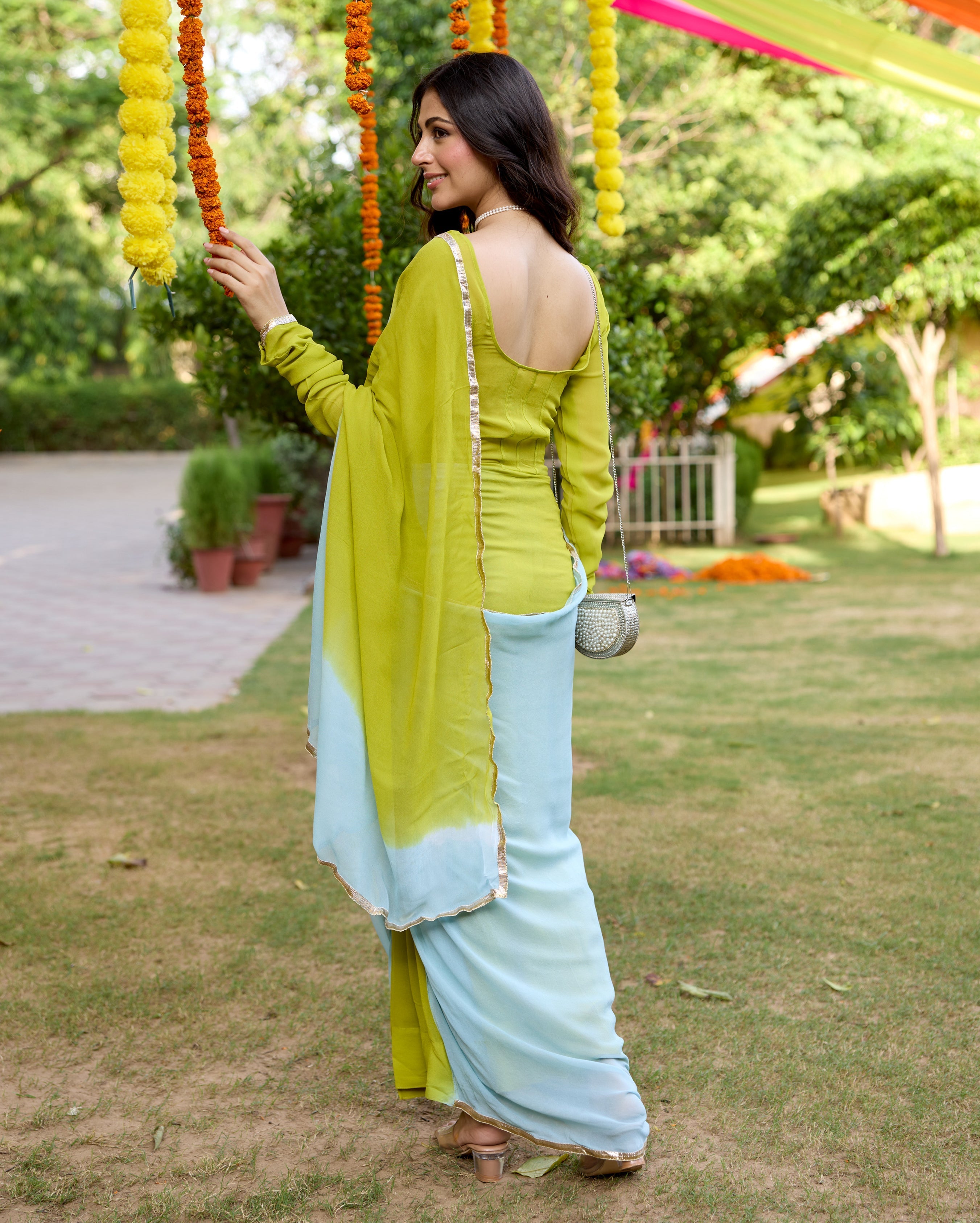 Punya Multi Tie Dye Georgette Pre Draped Saree