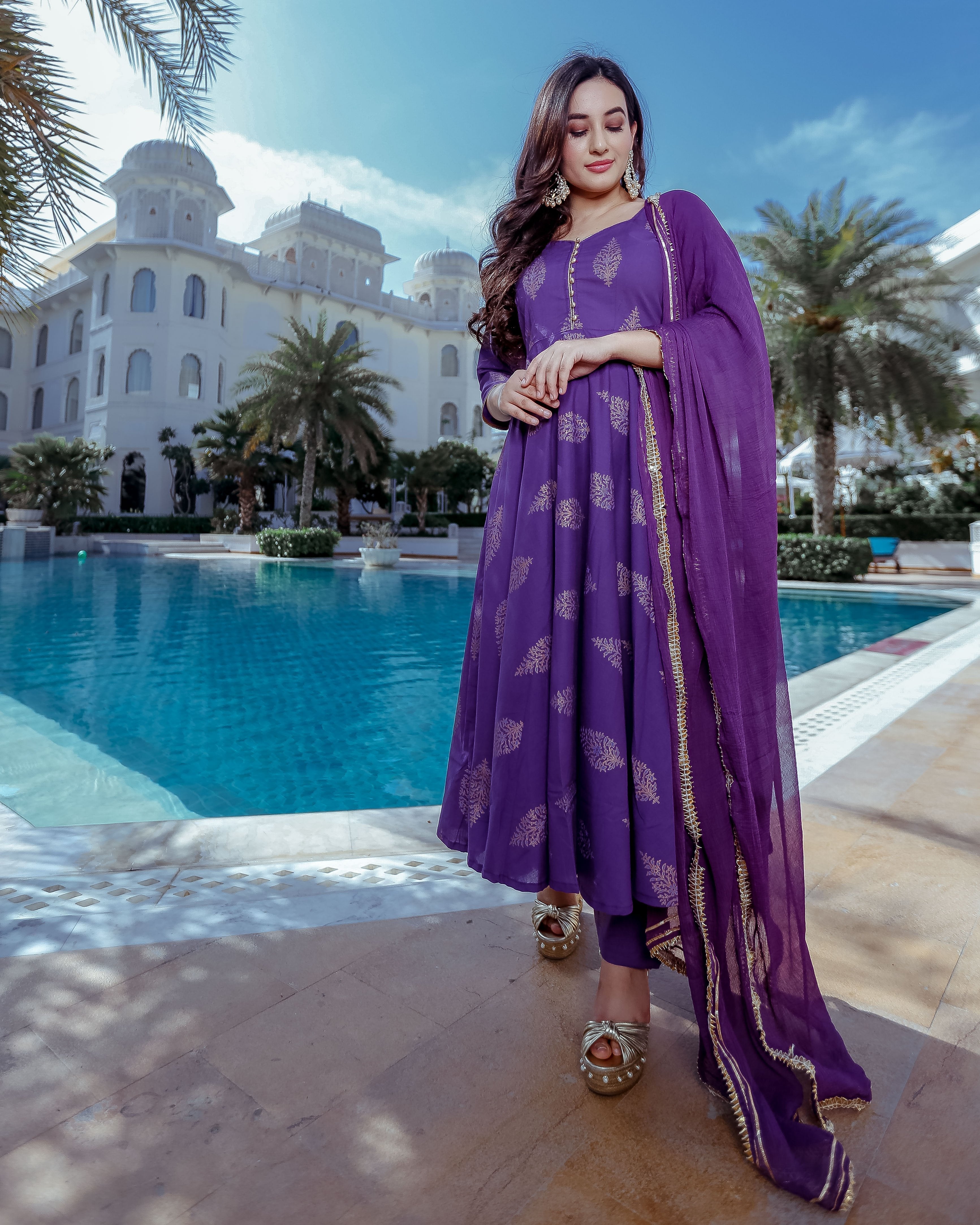 Purple Handblock Suit Set