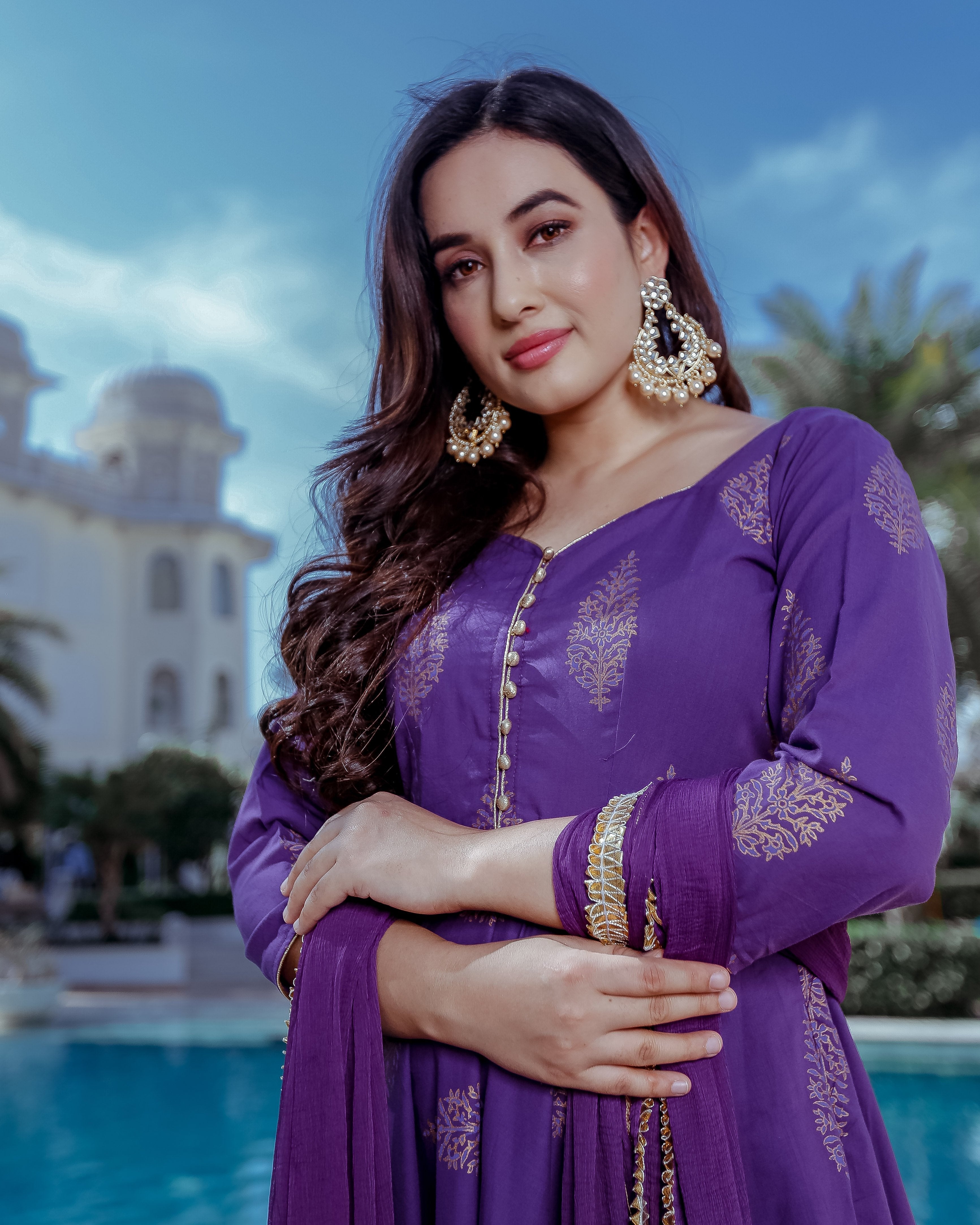 Purple Handblock Suit Set