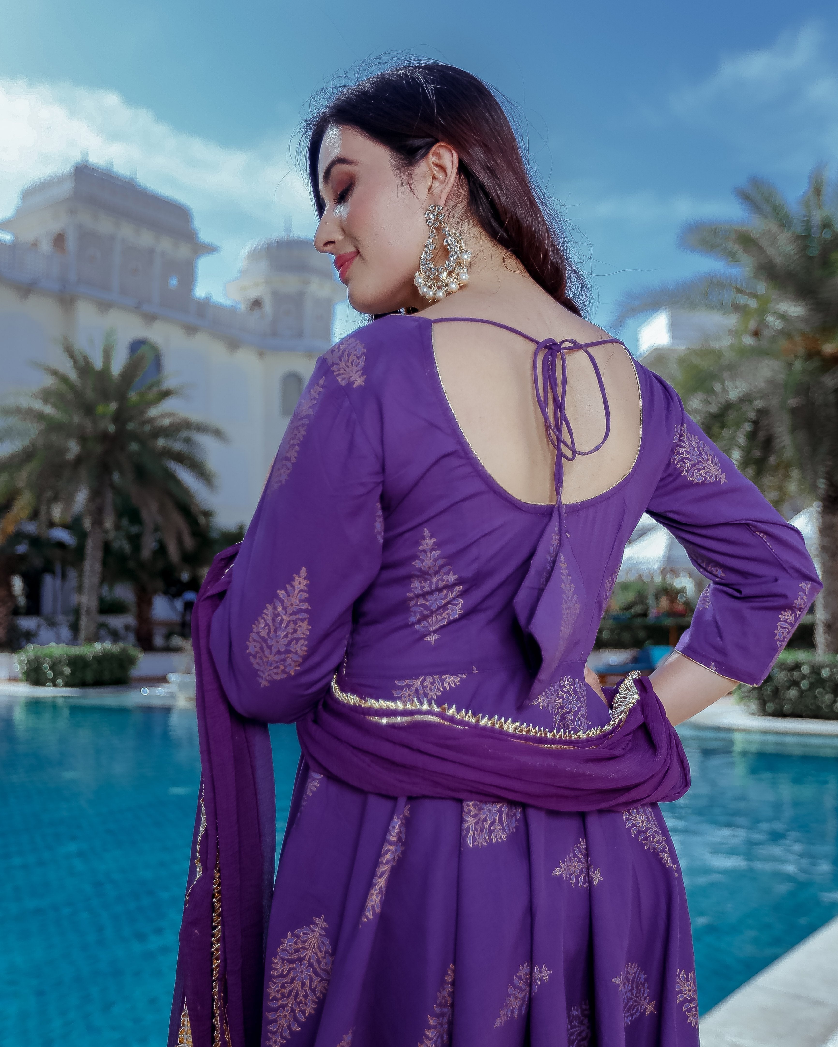 Purple Handblock Suit Set