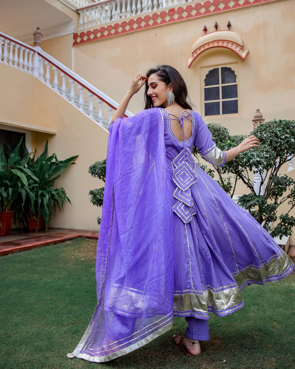 Purple Shimmer Gotapatti Anarkali Set