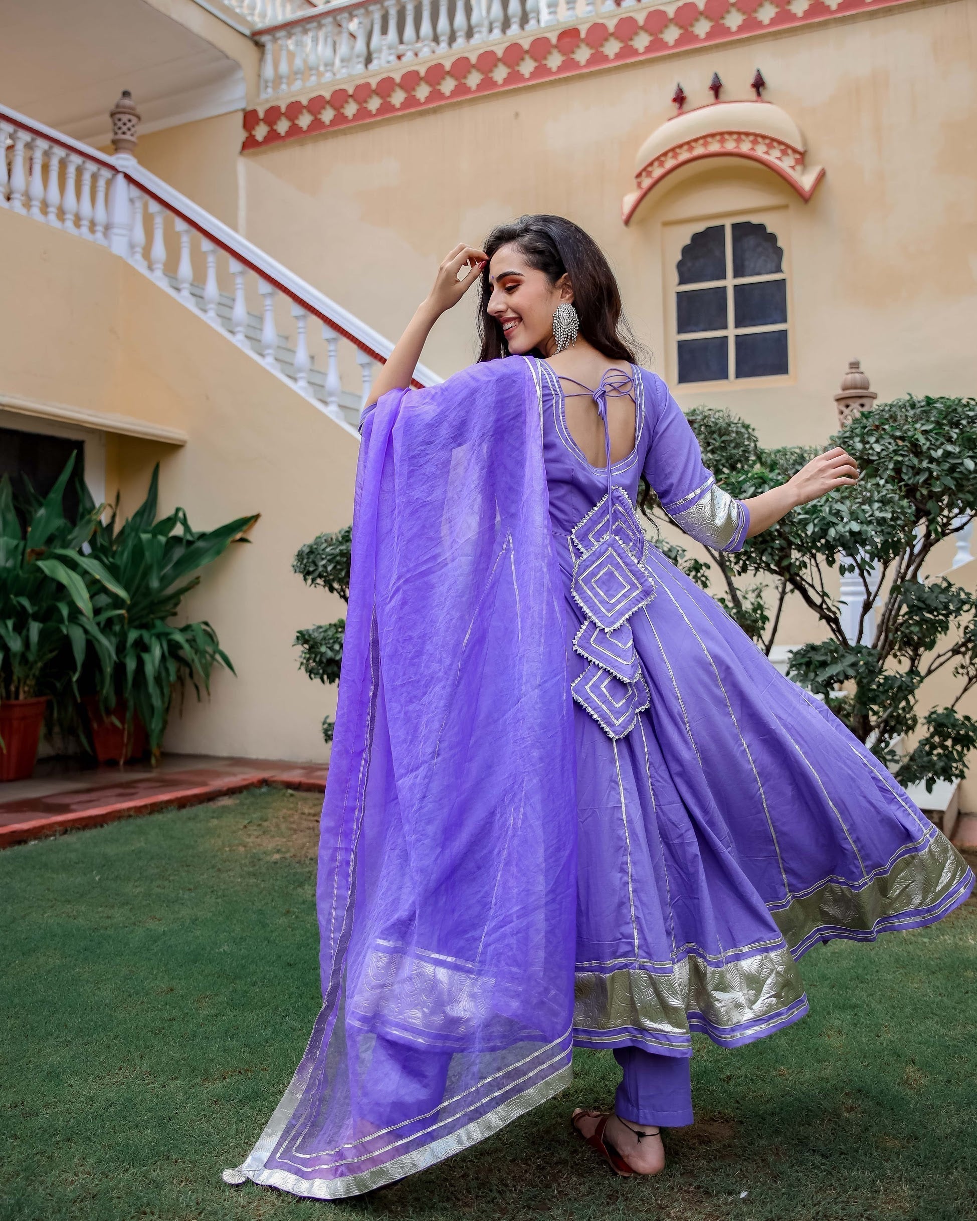Purple Shimmer Gotapatti Anarkali Set